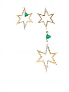 Серьги из 18-каратного желтого золота с ониксом и бриллиантами в виде звезд Anapsara, золотой