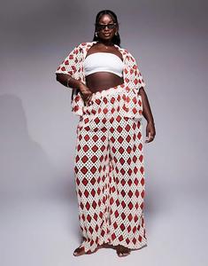 Пляжные брюки South Beach Curve Cream & Rust Crochet (часть комплекта)