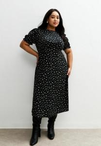 Платье New Look Curves CURVES FLORAL SHORT SLEEVE MIDI , Black Pattern/Black