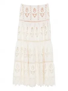 Юбка макси с кружевом и ярусами Johanna Ortiz, нейтральный