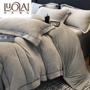 LUOLAI HOME Комплект постельного белья 4 предмета, 180 см, простыня, пододеяльник 200x230 см, цвет Austria - Gentleman Gray, безворсовый