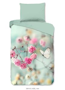 Постельное белье Good Morning "Адель" с цветами и бабочками - мята - 140 х 200 см - 100% хлопок Muller Textil