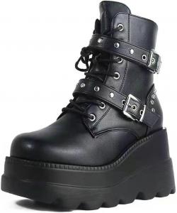 Женские готические ботильоны на платформе, женские высокие боевые ботинки на каблуке, модные ботинки на танкетке с толстой подошвой, обувь в стиле y2k Generic, D