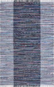 Ковер SAFAVIEH, 61 x 92 см, Rag Rug Collection, Grey & Black, ручной работы, богемная полоска, хлопок, идеально для помещений с высокой проходимостью: прихожая, гостиная, спальня (RAR122F)