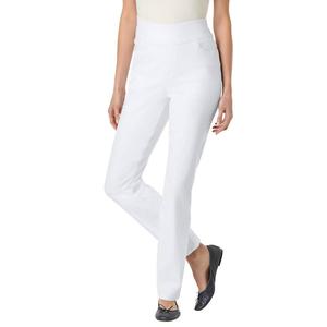 Женщина в женских джинсах прямого кроя с гибким кроем больших размеров без застежки Woman Within, белый
