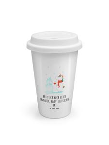 Кружка To Go Единорог Снеговик с надписью на белом фоне Mr. & Mrs. Panda