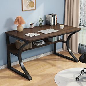 Компьютерный стол Xinmeikai 100x60 см, черная рама + темный орех