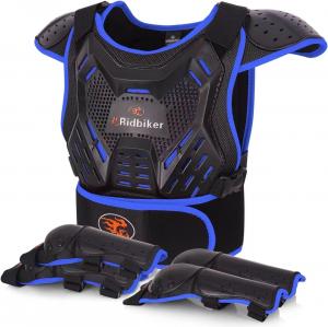 Детская экипировка для мотокросса RIDBIKER: защита груди, наколенники и налокотники, полный комплект защиты тела для езды на велосипеде, скейтборде, горном велосипеде и квадроцикле., Blue
