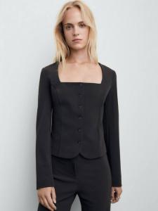 Приталенный укороченный пиджак от Crop Mango