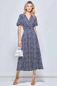 Трикотажное платье макси с рукавами ангела Jolie Moi, синий