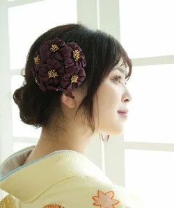 Набор из 3 предметов: гребень и U-образная заколка для волос, букет из маммофона и аксессуар для волос из тюля Utatane, цвет Purple