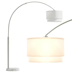 Современный светодиодный напольный светильник Mason 206 см с дугообразным основанием и мраморным цоколем, лампочка в комплекте Brightech, Nickel