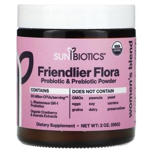 Добавка Sunbiotics Friendlier Flora женская смесь пробиотик и пребиотик в порошке, 56г