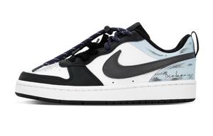 Nike Кроссовки для скейтбординга Court Borough Light Shadow Frequency Abrasion Resistant низкие детские Black Blue Unisex