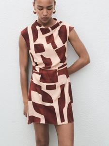 Мини-платье Carlota с абстрактным принтом Mango, Light Beige