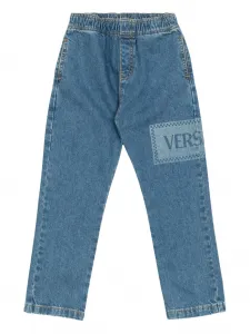 Джинсы с эластичным поясом Versace Kids, синий