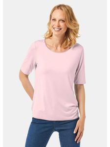 GOLDNER Укороченный размер: футболка с круглым вырезом, короткими рукавами и декоративной отделкой в розовых тонах