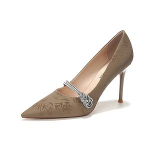 YAFEI XUANYU Стройные каблуки на высоком каблуке женские хаки, цвет Khaki