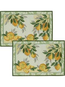 Sander Набор из 2 тканых салфеток из смесовой хлопковой ткани, выполненных в технике гобелена, цвет лимонный, желто-зеленый