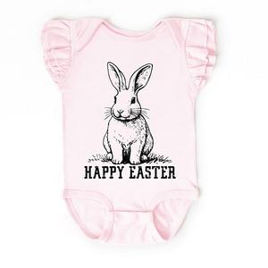 Боди с рукавами-крылышками Happy Easter Bunny Outline The Juniper Shop