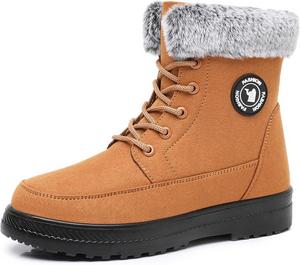 Женские модные зимние ботинки на толстой платформе с шнуровкой, удобные, с круглым носком, легкие, противоскользящие, теплые короткие ботинки для улицы, прогулок и альпинизма BEDGMDEG, Brown