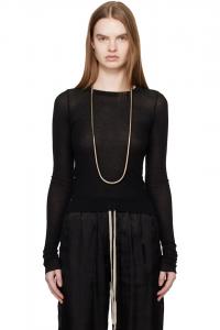 Укороченная футболка Temple в рубчик с длинными рукавами Rick Owens, черный