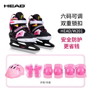 HEAD Коньки для детей, регулируемые коньки для взрослых новичков, теплые коньки для фигурного катания и роликов, Sweet Pink + розовый шлем + защитный комплект 6 предметов, размер M (31-36), длина стопы 19-22.5 см