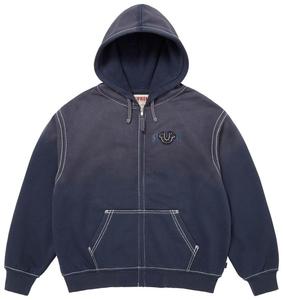 Толстовка Supreme x True Religion на молнии с капюшоном, темно-синяя