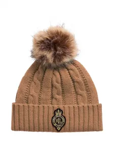 Вязаная шапка с помпоном Lauren Ralph Lauren, коричневый