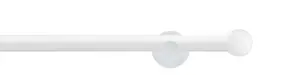 Карниз для штор GARESA "WHITE", 1 направляющая, желаемая длина, комплект для штор, выдвижной, настенный монтаж, торцевая кнопка-шар, с кольцами 110 см, Ø 20 мм, белый