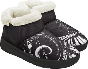 Теплые зимние ботинки для женщин с меховой подкладкой, средние по голенищу, удобные снежные ботинки для прогулок на улице, пушистая обувь Chririnla, Spiral Musical Note