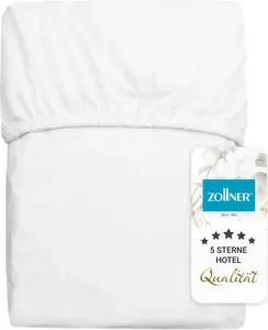 Простыня на резинке из джерси, 50% полиэстер и 50% хлопок, 200x200 см, белая Zollner