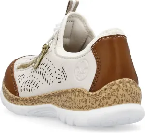 Женские кроссовки Rieker N42K6 Nikita Slip-On - легкие прогулочные кроссовки с лазерной перфорацией и эластичной шнуровкой - стильные и гибкие для комфорта на весь день, бежевый