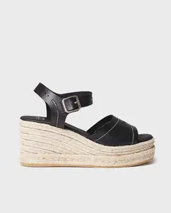 Женские кожаные эспадрильи на танкетке с пряжкой Toni Pons, черный