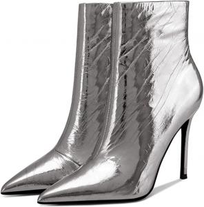 Женские стильные ботильоны FSJ с металлической текстурой, сексуальный заостренный носок, короткие средней длины, удобные туфли-лодочки на шпильке, на каждый день и в офис, с боковой молнией, размер 4-15 US, Gun