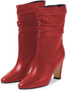 Женские ботинки YDN средней длины с закрытым носком миндальной формы, на высоком толстом каблуке, зимние ботильоны на молнии, для повседневной носки и улицы, размеры US 4-16, Red