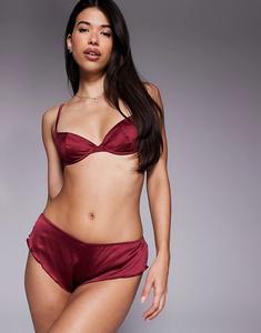 Бюстгальтер на косточках Brooke из чистого атласа и сетки ASOS DESIGN бордового цвета