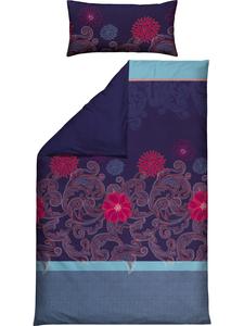 Двустороннее постельное белье из сатина синего цвета REDBEST, 155x220 см (40x80 см)