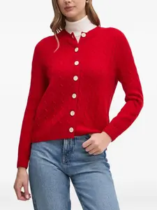 Кардиган из шерсти с вязкой «косы» Barbour, красный