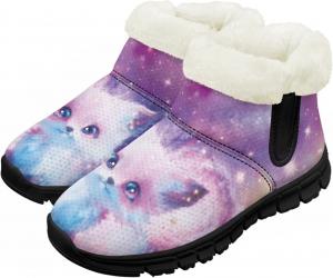 Детские зимние ботинки для девочек и мальчиков, водонепроницаемые, с противоскользящей подошвой, утепленные мехом, для улицы, зимние кроссовки для маленьких и больших детей Chririnla, Galaxy Fox