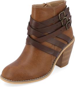 Женские ботильоны Journee Collection с множественными ремешками, закрытым носком, молнией и пряжками, Tan