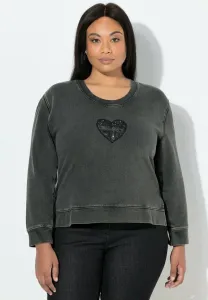 Толстовка paillettenherz rundhals langarm Ulla Popken, Black