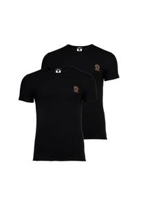 Футболка 2 шт. в упаковке - майка с круглым вырезом эластичный хлопок Versace, черный