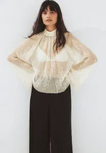 Блузка с плиссированным шарфом и пайетками Na-Kd, Offwhite