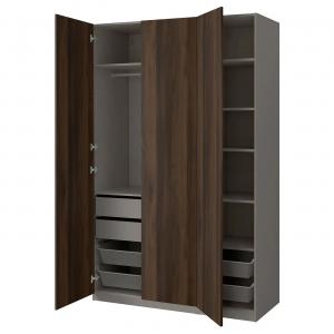 Гардероб PAX/STORKLINTA IKEA, 150x60x236 см, цвет dark grey/dark brown stained oak effect