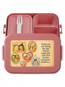 Mr. & Mrs. Panda Дизайн Bentobox «Семейство ежиков» с надписью, пастельно-красный цвет
