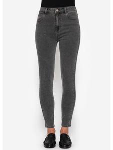 Джинсы скинни с высокой талией и стразами темно-серого цвета SASSYCLASSY