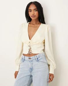 Топ Collective The Label Tie спереди из кремового атласа