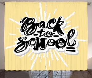 Штора ABAKUHAUS Rustic, Back to School Chalky, универсальная ленточная штора для гостиной с петлями и крючками, 280 x 175 см, цвет: бледно-горчичный белый Abakuhaus