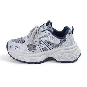 HUANQIU Антискользящие и износостойкие массивные кроссовки на платформе для женщин низкие серебристо-голубые[Двойная сетка], цвет Silver Blue[Dual Network]